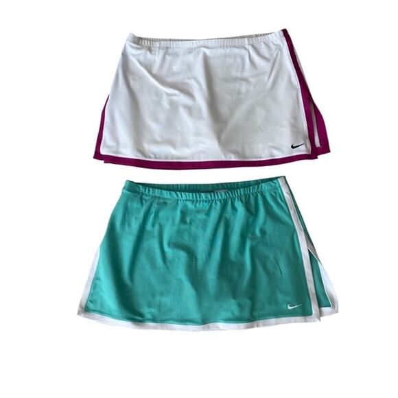 Nike Dri-FIT Tennis Skorts - White & Teal - Size Medium